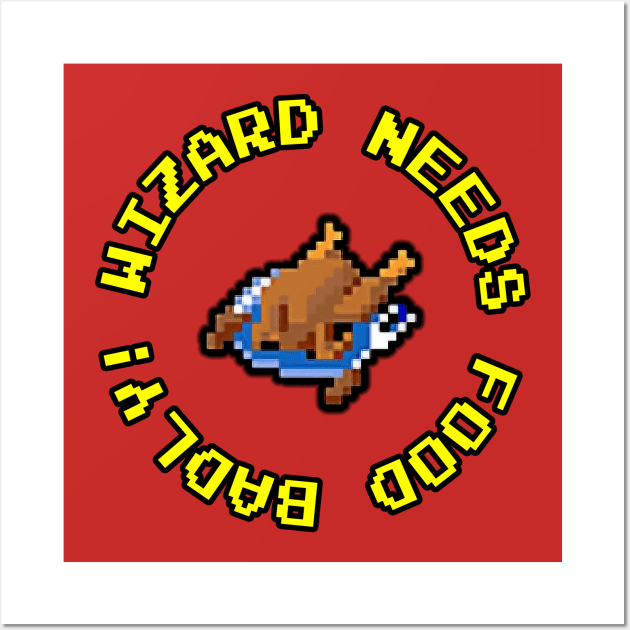 Gauntlet Arcade Game - Wizard Needs Food Badly Wall Art by onekdesigns